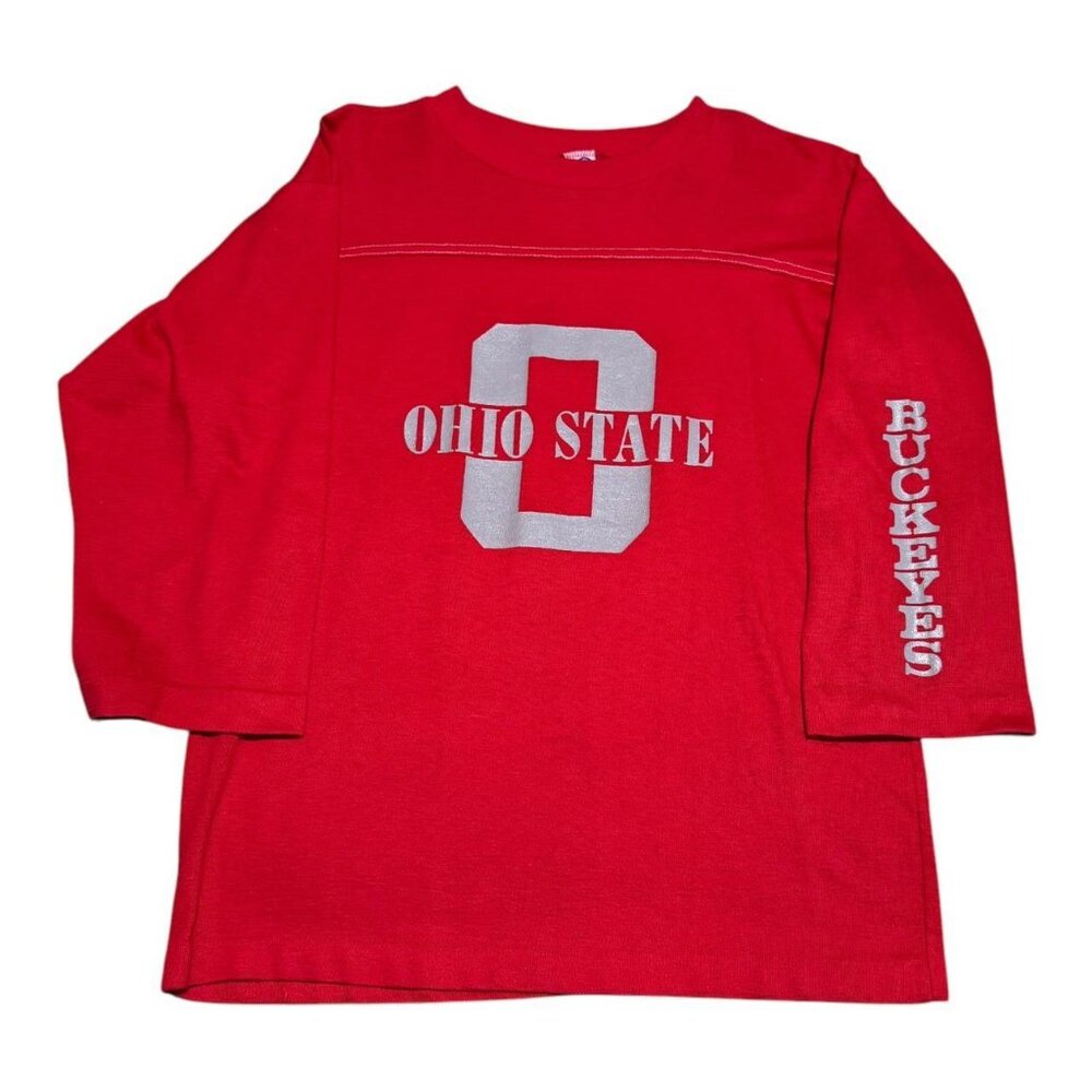 Vintage 70s 80s Artex Ohio State University Buckeyes‎ 3/4 Sleeve Shirt Adult L